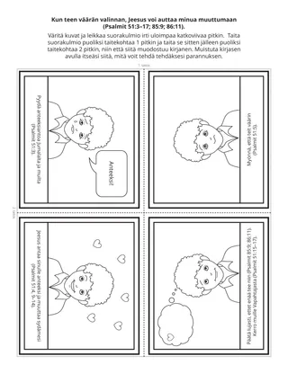 Alkeisyhdistyksen tehtäväsivu: Kun teen väärän valinnan, Jeesus voi auttaa minua muuttumaan