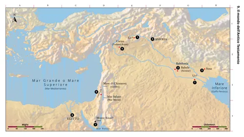 una cartina che indica dove ebbero luogo gli eventi dell’Antico Testamento