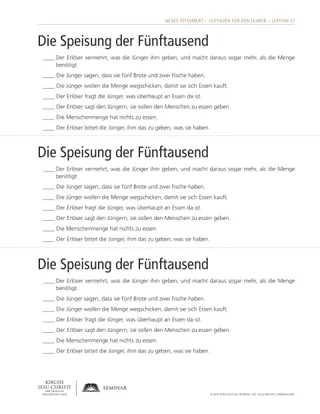 handout, The Feeding of the 5000