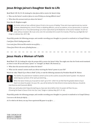 Jesus Brings Jairus’s Daughter Back to Life handout