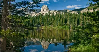 photograph of mountain lake