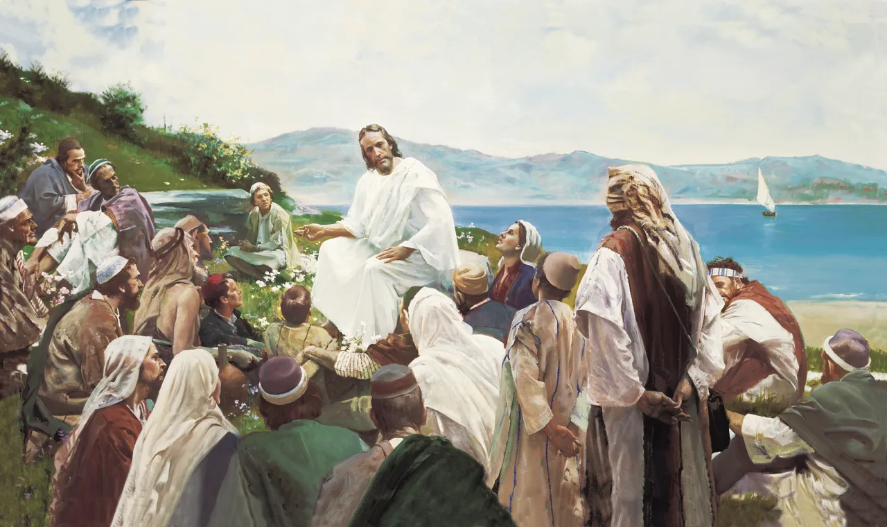 Jesus Christ teaches the Beatitudes at the Sermon on the Mount