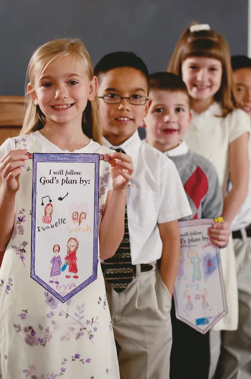 children standing in line
