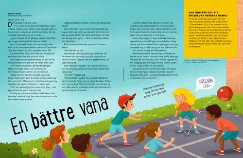 Pdf-sida med en illustration av barn som spelar ”king” utomhus.