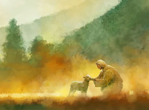 Christ feeding a lamb