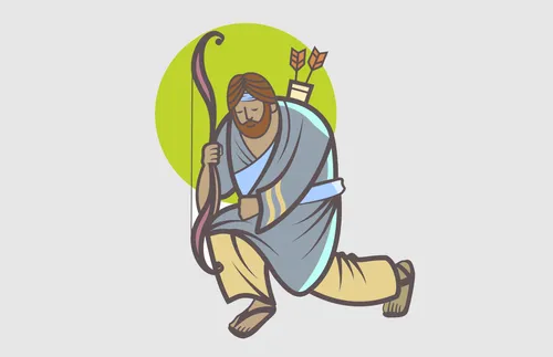 Enos kneeling in prayer