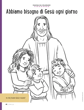 coloring page of Jesus with children