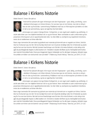 utdelingsark, Balanse i Kirkens historie