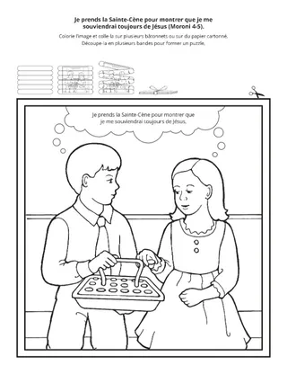 page des activités : je prends la Sainte-Cène pour me souvenir de Jésus-Christ