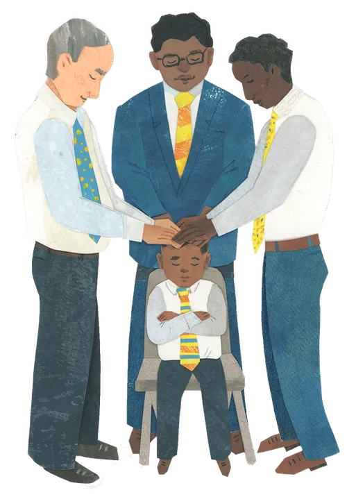 Boy receiving confirmation