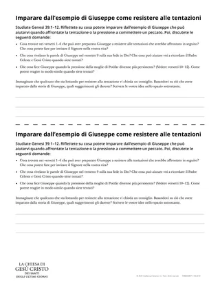 Scheda: Imparare dall’esempio di Giuseppe come resistere alle tentazioni