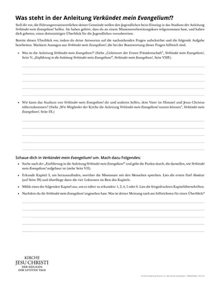 Was steht in der Anleitung <i>Verkündet mein Evangelium!</i>?