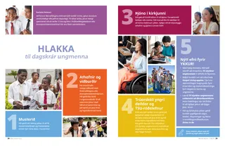 PDF-síða af piltum og stúlkum í hinum ýmsu verkefnum