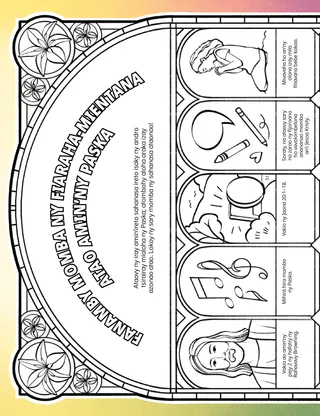 Sahanasa miendrika PDF misy sary holokoina mifanaraka amin’ny loko mifandray amin’ny Paska.