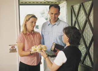 Couple visiting a neighbor