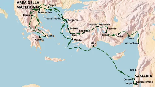 cartina con le città visitate da Paolo durante il suo terzo viaggio missionario