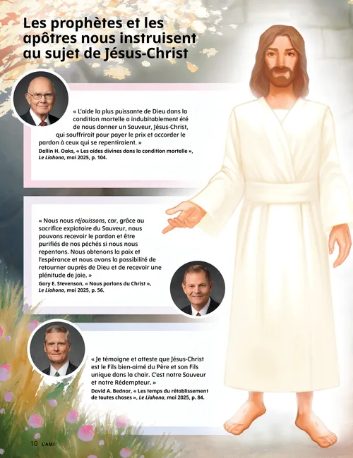 Page PDF avec des photos des prophètes et des apôtres, et une illustration représentant Jésus ressuscité ; activité de coloriage en forme de cœur