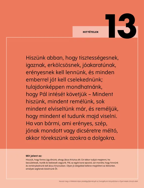 PDF-plakát a tizenharmadik hittételről és annak magyarázatáról