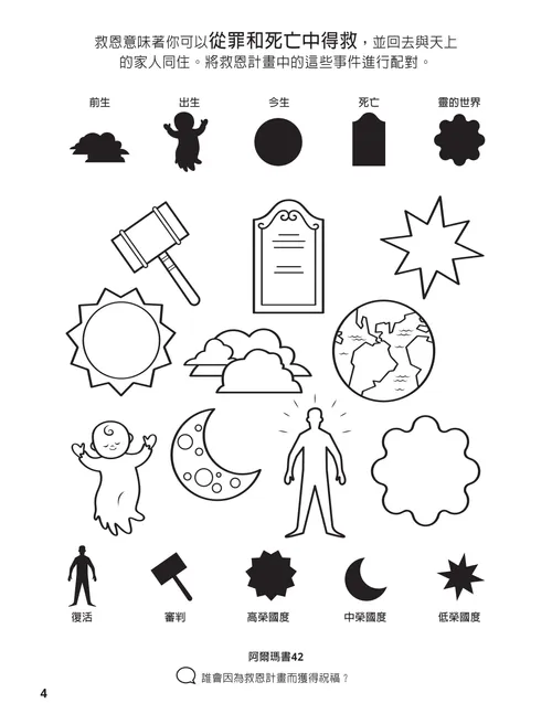 著色頁PDF：救恩計畫的象徵，以及配對活動