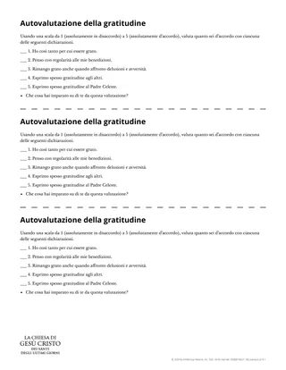 Scheda Autovalutazione della gratitudine