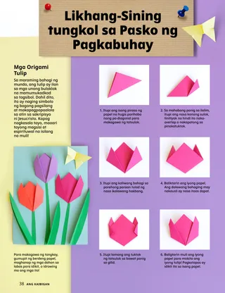 PDF ng pahina ng aktibidad na may origami tulip