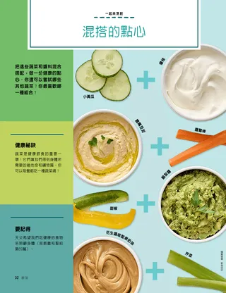 頁面PDF，附有蔬菜和沾醬的相片