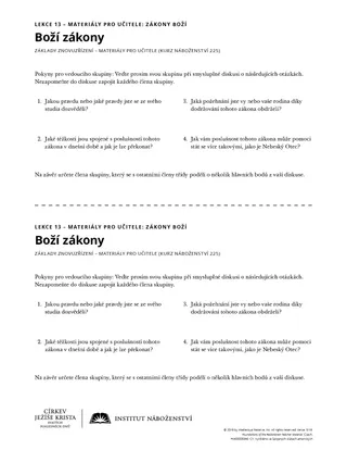 materiál na rozdání Boží zákony