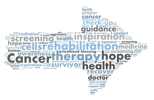 arrow shape with cancer-related words
