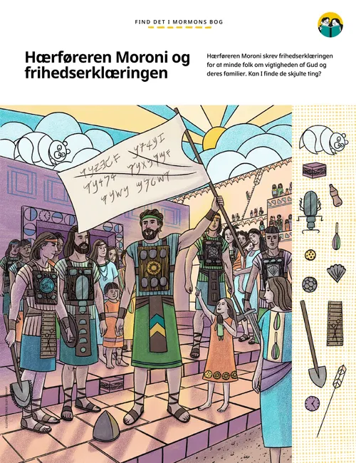 PDF med skjulte billeder af hærføreren Moroni, der holder frihedserklæringen