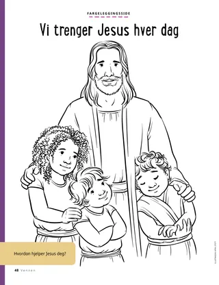 coloring page of Jesus with children