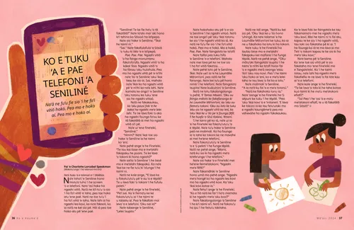 Peesi PDF ʻo ha nima ʻokú ne pukepuke ha telefoni toʻotoʻo mo ha ongo tamaiki fefine ʻokú na tā fakatātā fakataha