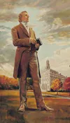 Joseph Smith in front of Nauvoo Temple