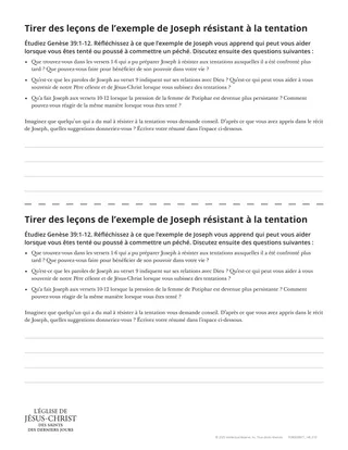 Document à distribuer « Tirer des leçons de l’exemple de Joseph pour résister à la tentation »