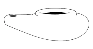 Simple drawing of an ancient oil lamp.