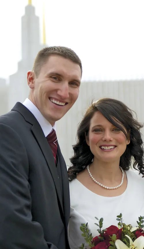 couple in front of temple
