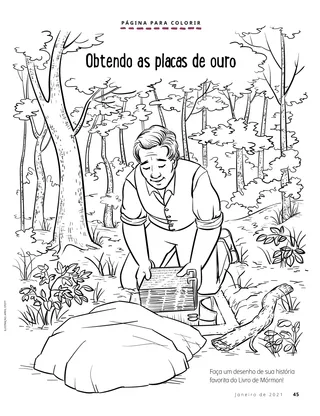 coloring page of Joseph Smith digging up the gold plates