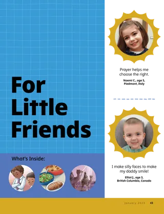 Page from the January 2023 Friend Magazine. For Little Friends