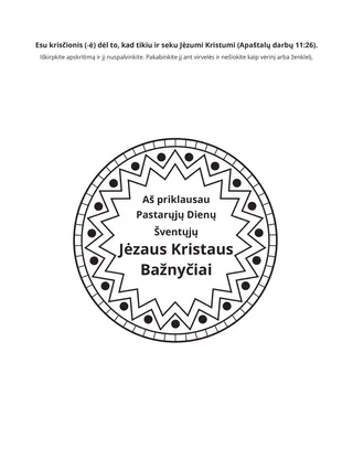 užsiėmimų puslapis. Aš esu krisčionis