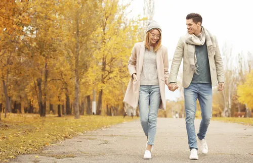 young couple walking