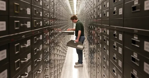 vault interior with microfilm records