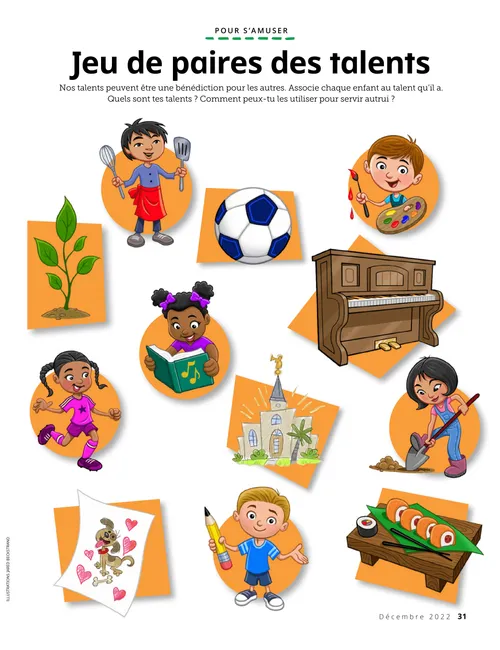 Fichier PDF d’un jeu d’association : des enfants aux talents différents