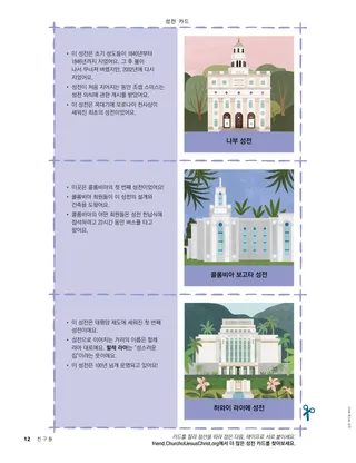 세 장의 성전 카드가 있는 PDF 페이지