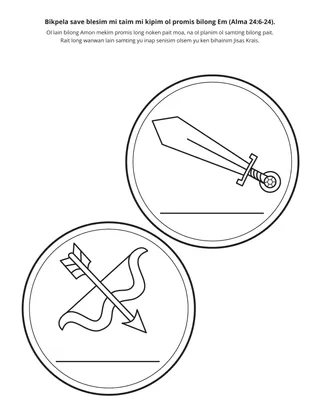 ektiviti pes: Mi kisim blesin taim mi kipim ol promis.