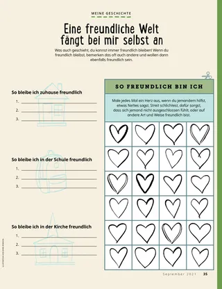 page with hearts to color in
