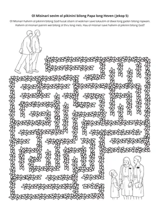ektiviti pes: ol misinari i sevim ol pikinini bilong Papa long Heven