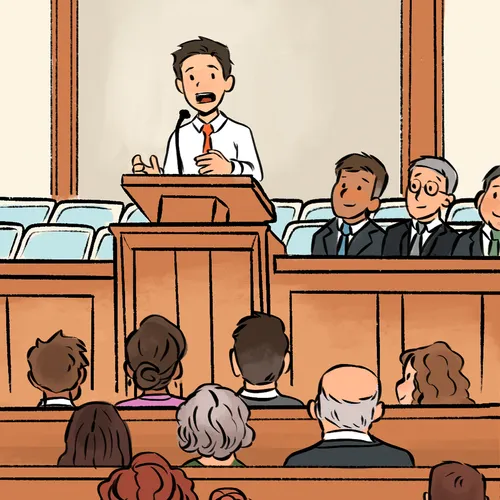 boy speaking in church