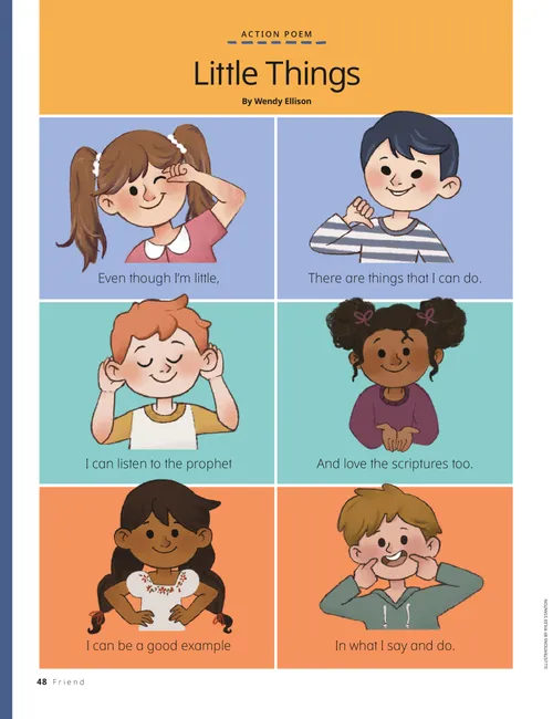 Page PDF of children doing actions for each line of the poem