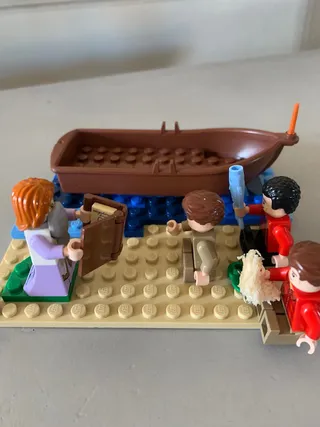 Legos are being used to portray a scene from the scriptures.