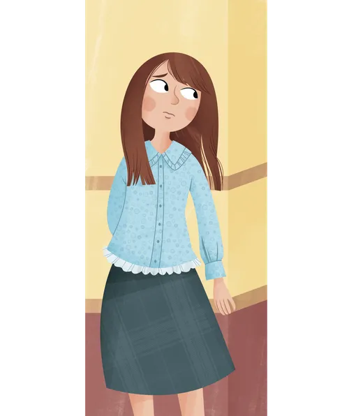 Sad girl looking behind her