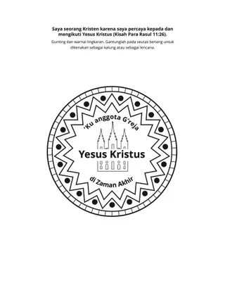 halaman aktivitas: saya seorang Kristen karena saya percaya kepada dan mengikuti Yesus Kristus